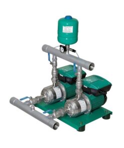 Hệ 2 bơm tăng áp biến tần PEROTAC 2IVT ống góp và bình tích áp (maybomnamhai.com)